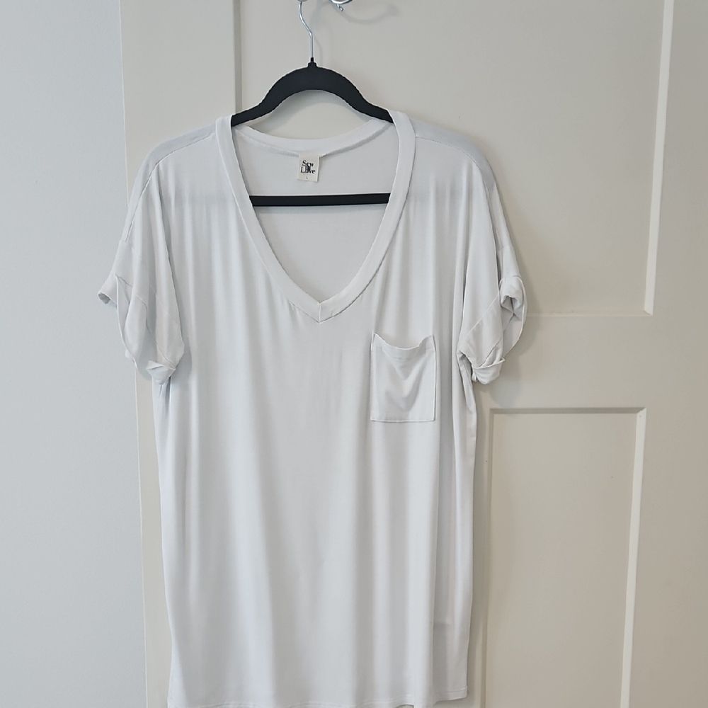 White V-Neck Women's Top